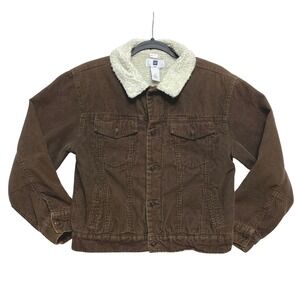 GAP Corduroy Trucker Jacket Womens XL Brown Sherpa Lined RN 54023